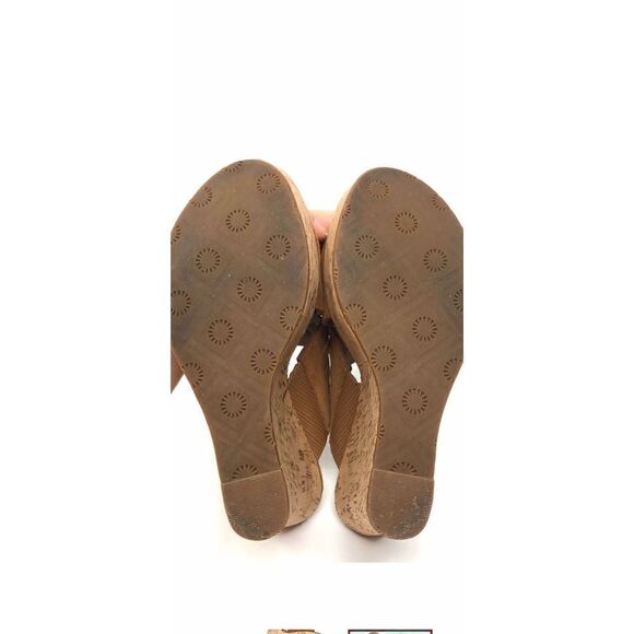 UGG Marta chestnut cork, slip on wedges, size 8W soft suede with woven straps al - Picture 10 of 12